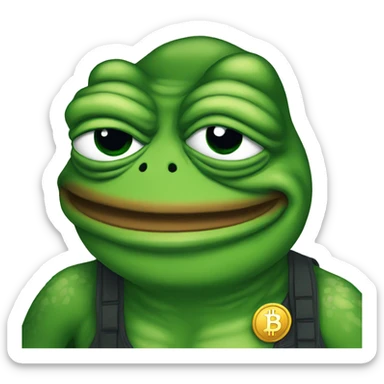 Pepe frog with a bitcoin sticker