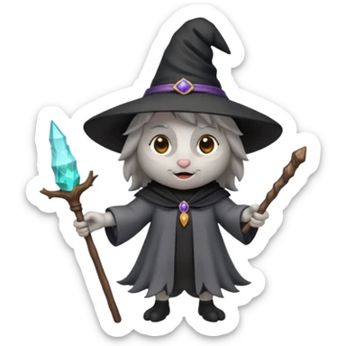 cute wolf witch emoji, casting a spell sticker