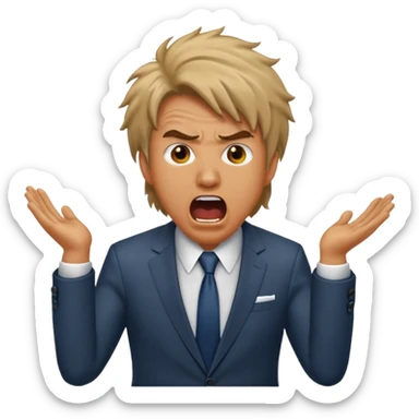 screaming man, with hair, in a suit sticker