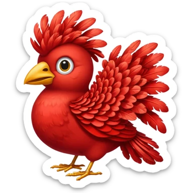 red feathered bird sticker