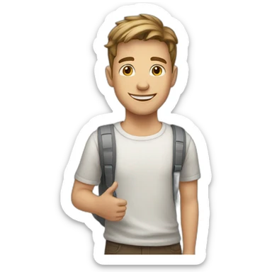 young white guy welcoming sticker