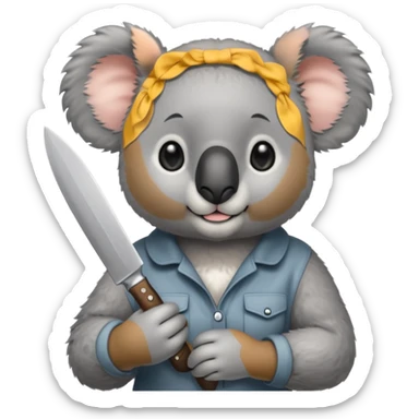 Female koala with knife sticker