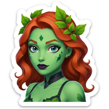 poison ivy fortnite skin blue eyes, dark green lip sticker