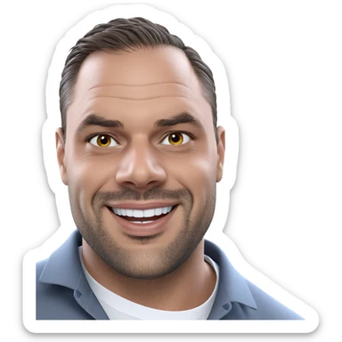 smiling man in white shirt sticker