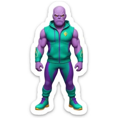 Thanos wearing a Squid Game green tracksuit sticker