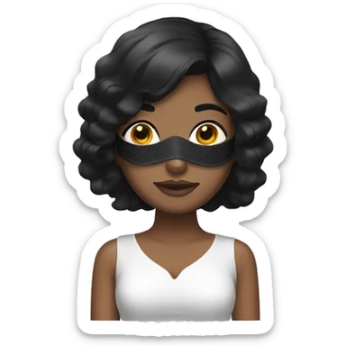 Black haired girl with spa mask sticker
