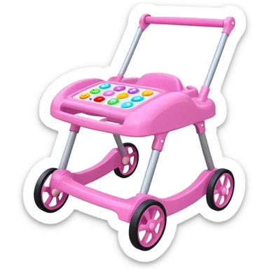 pink baby walker with toys on it sticker