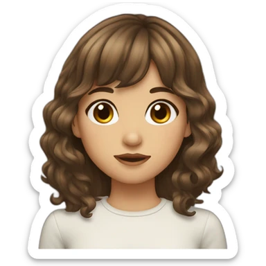 girl with longer wavy brown hair with bangs sticker
