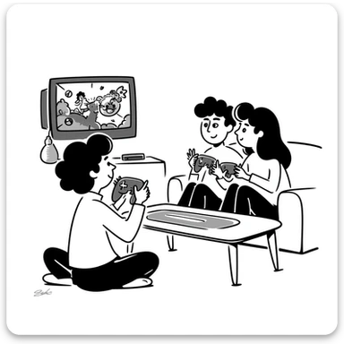 A person plays with the GameCube on tv with friends sticker