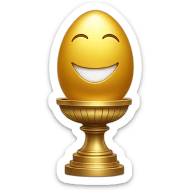 smiling golden egg on a pedestal sticker