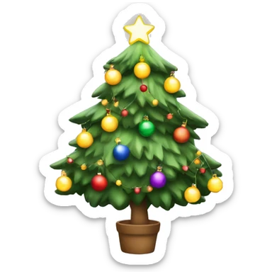 Christmas tree with lights and baubles sticker