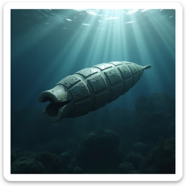 torpedo, detailed texture, realistic lighting, underwater scene sticker