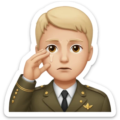 Salute with tear coming out eye sticker