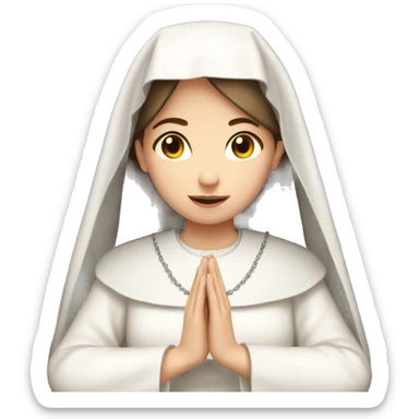 beautiful innocent nun white skin brown hair halo praying sticker