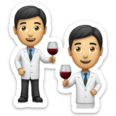 Handsome Asian male Dr drinking wine sticker