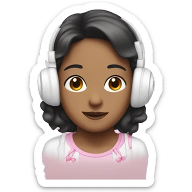 White headphones with light pink bows sticker