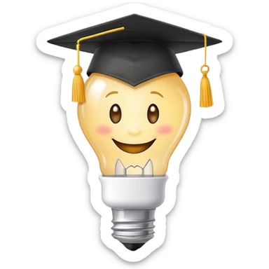 bulb smiling with graduation hat and diploma in claws sticker