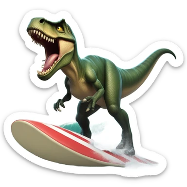 T rex surfing a tsunami sticker
