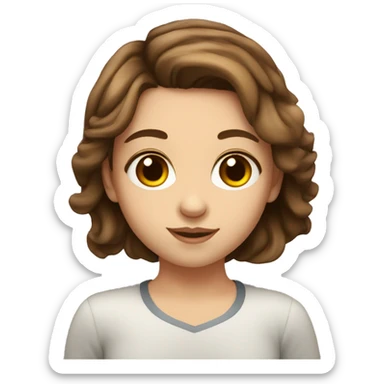 girl with brown hair, brown eyes, fair skin drinks teach  sticker