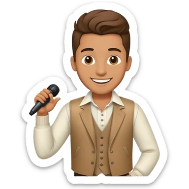 Happy Rock Pop Music Male singer in his 30s dressed with trendy style sticker