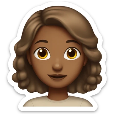 Brown Girl with brown hair with cat sticker