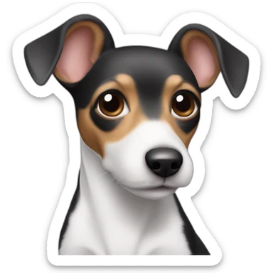 Rat Terrier blanco con manchas dos manchas negras en cara y orejas hacia arriba sticker