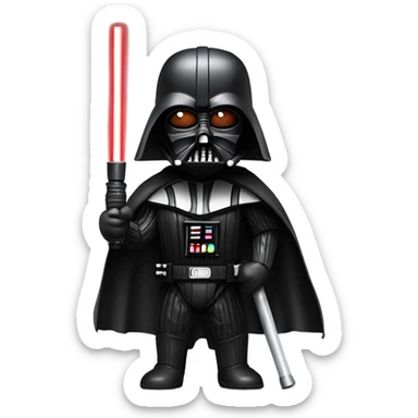 Realistic Darth Vader with a bo staff and a menacing look  sticker