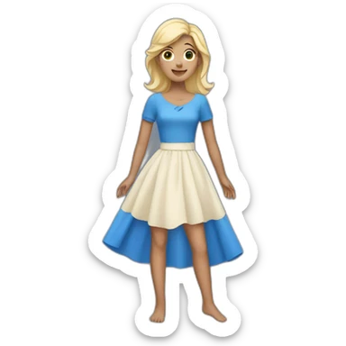 girl with spread arms in a blue blonde dress sticker