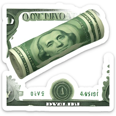 Rolled up dollar bill sticker
