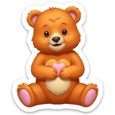 Create a orange friendly bear, make him look like from a kid cartoon and make him smile. Show his whole body. Make him look shy sticker