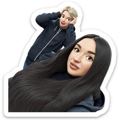 outdoor gaze of two friends sticker