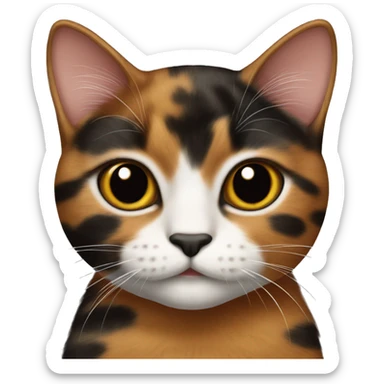 cute tortoiseshell cat with half black half ginger face sticker