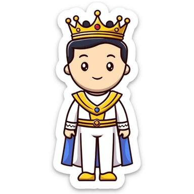 princess man, elegant and regal, wearing a crown and royal attire sticker