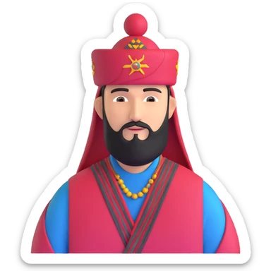 Tatar man wearing a kalfak hat sticker