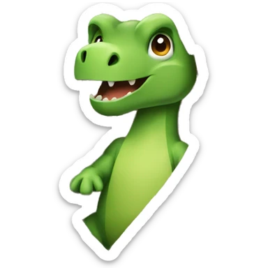 A dinosaur sitting wrapped in a blanket sticker