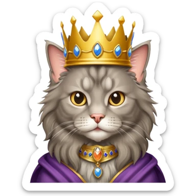 Fluffy grey maincoon cat dressed like the queen of England sticker