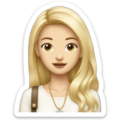 Blonde Chanel Asian girl who is a software engineer with Birkin bag and Chanel necklace sticker