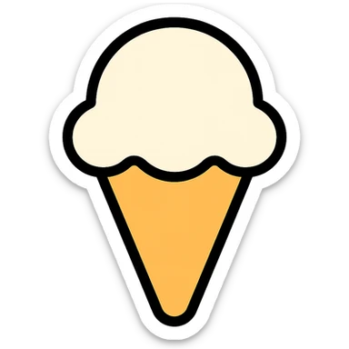 Change the ice cream scoop to vanilla flavor with a creamy off-white color. Keep the modern icon style with clean lines and minimal details, suitable for app or website icon. Remove the background. sticker