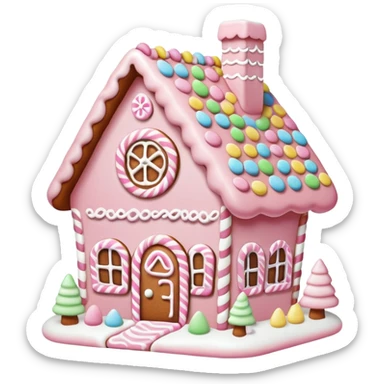 Pastel pink gingerbread house  sticker