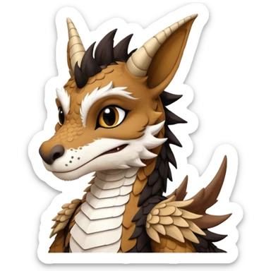 “Telephone” the brown, black and white anthropomorphic anthro “Dutch Angel Dragon” furry original species fursona fursuit sticker