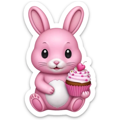 pink Rabbit with cupcake sticker