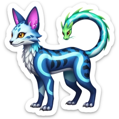 Neon Vibrant Pulsating Trail-glowing Chromatic Trico-Serval-Absol-Gryphon-Silvally-Dragon-Snake-fusion-hybrid sticker