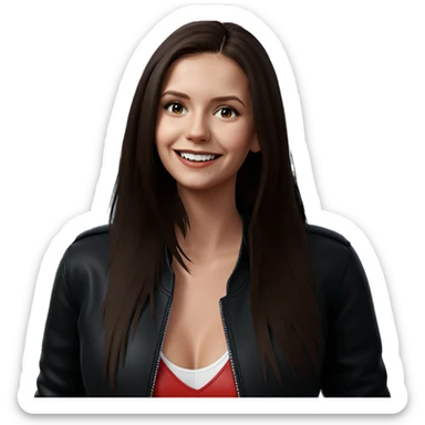 smiling girl in leather jacket sticker