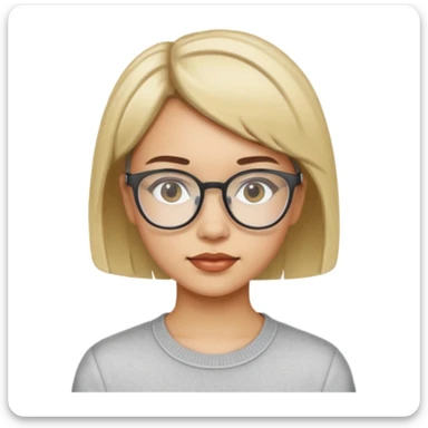 haz un emoji de una joven con pelo corto y lentes tipo 2014 transparente  sticker