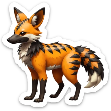 Shiny Glossy Silvally-Aardwolf-Maned-Wolf-Trico-Genet-fusion-animal-hybrid-creature, full body sticker