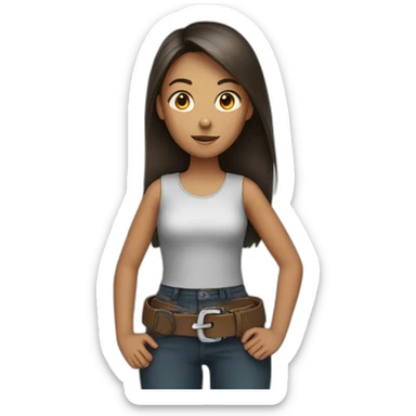 Girl holding belt in hand sticker
