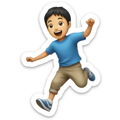 asian jumping child sticker