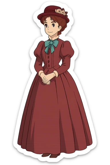 the full body of a stereotypical victorian young  wealthy women sticker