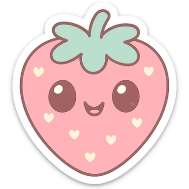 a strawberry with seeds, kawaii style sticker