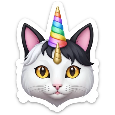 Black long haierd cat whit A unicorn horn sticker